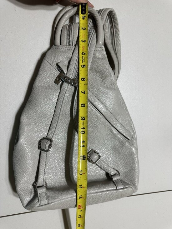 valentina convertible sling backpack handbag pebble leather gray made in italy main image 6